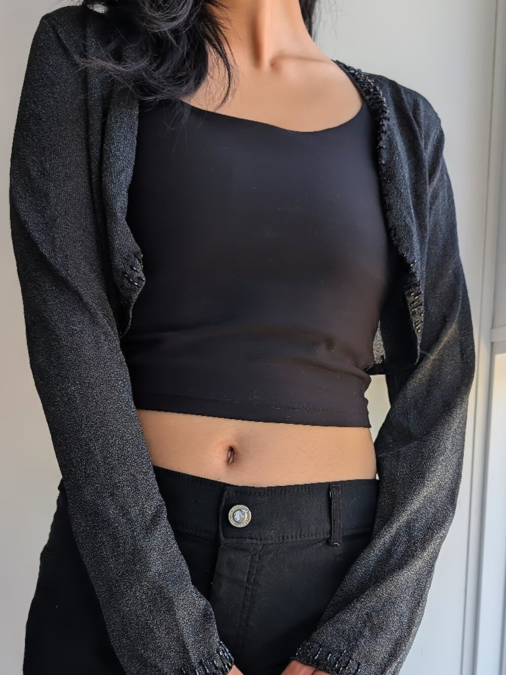 Vintage Metallic Shrug with Beaded Trim